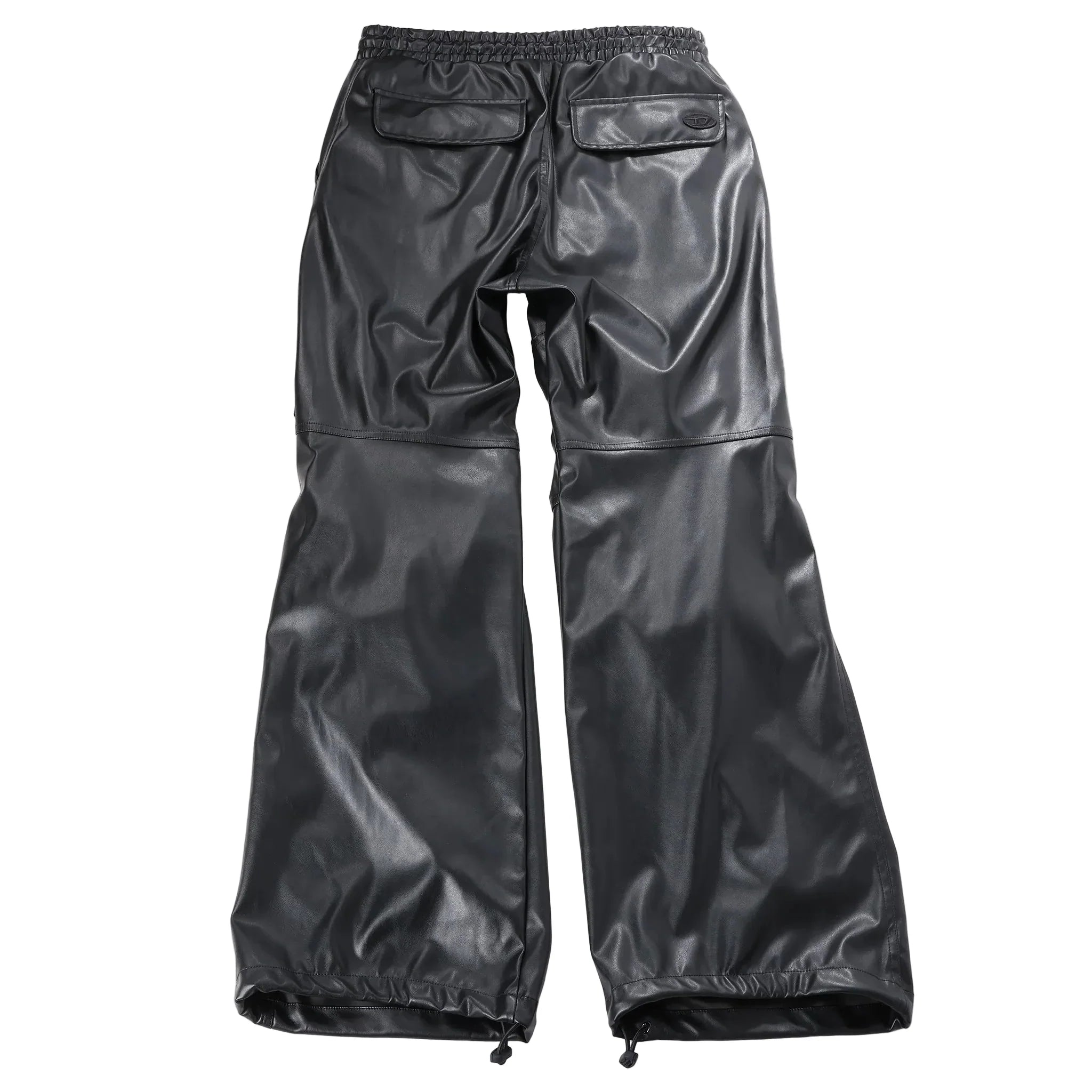 DIESEL Oversized Cargo Coated Fabric Trousers in Black p-MARTY-LTH, Size 48 IT