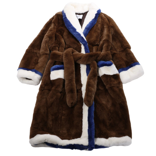 DONDUP Lapin Fur Coat in Brown, Size 42
