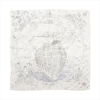 Hermès Carré 90 "HERMES FRAGSHIP" Silk handkerchief in White