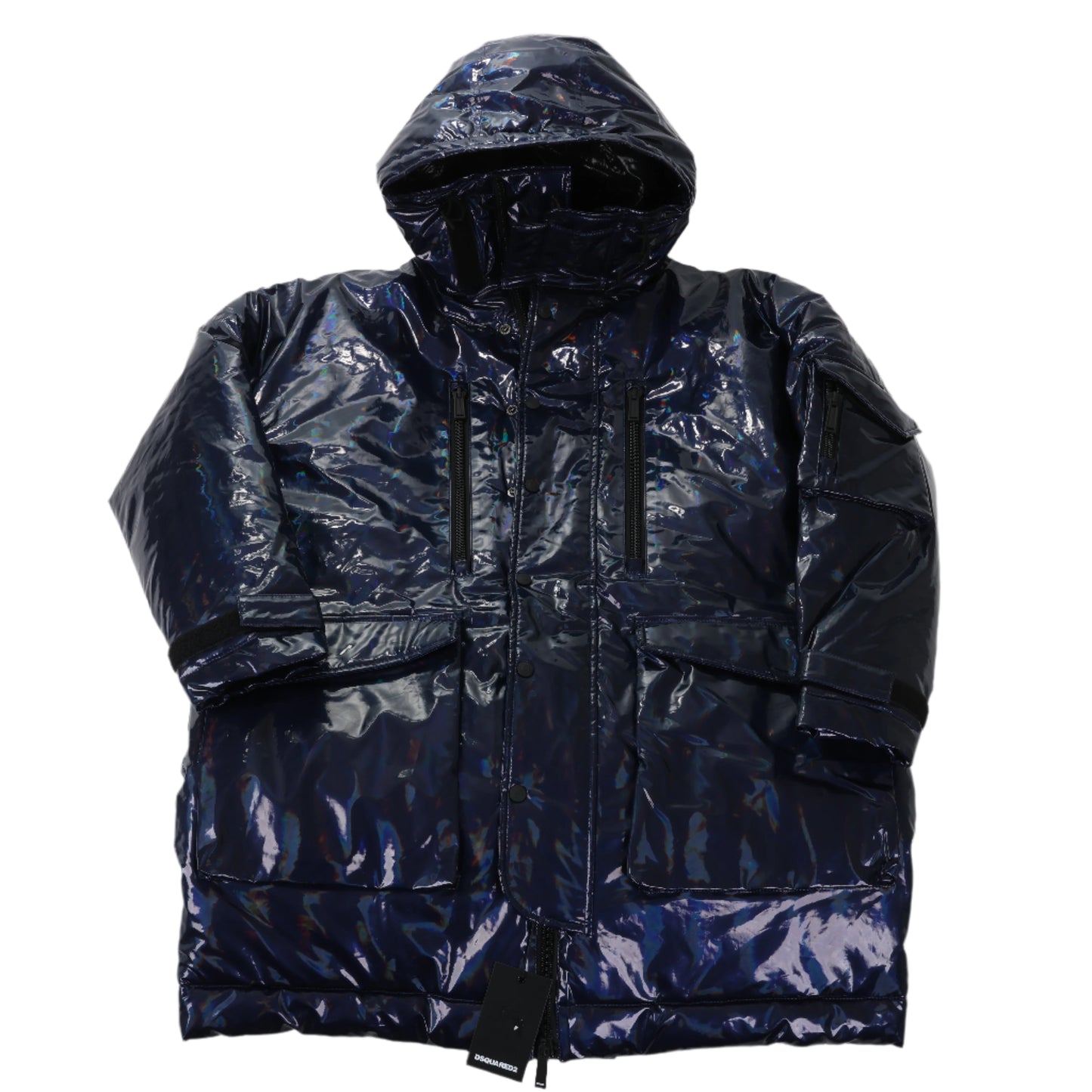 DSQUARED2 Glossy Navy Puffer Jacket, Size 48