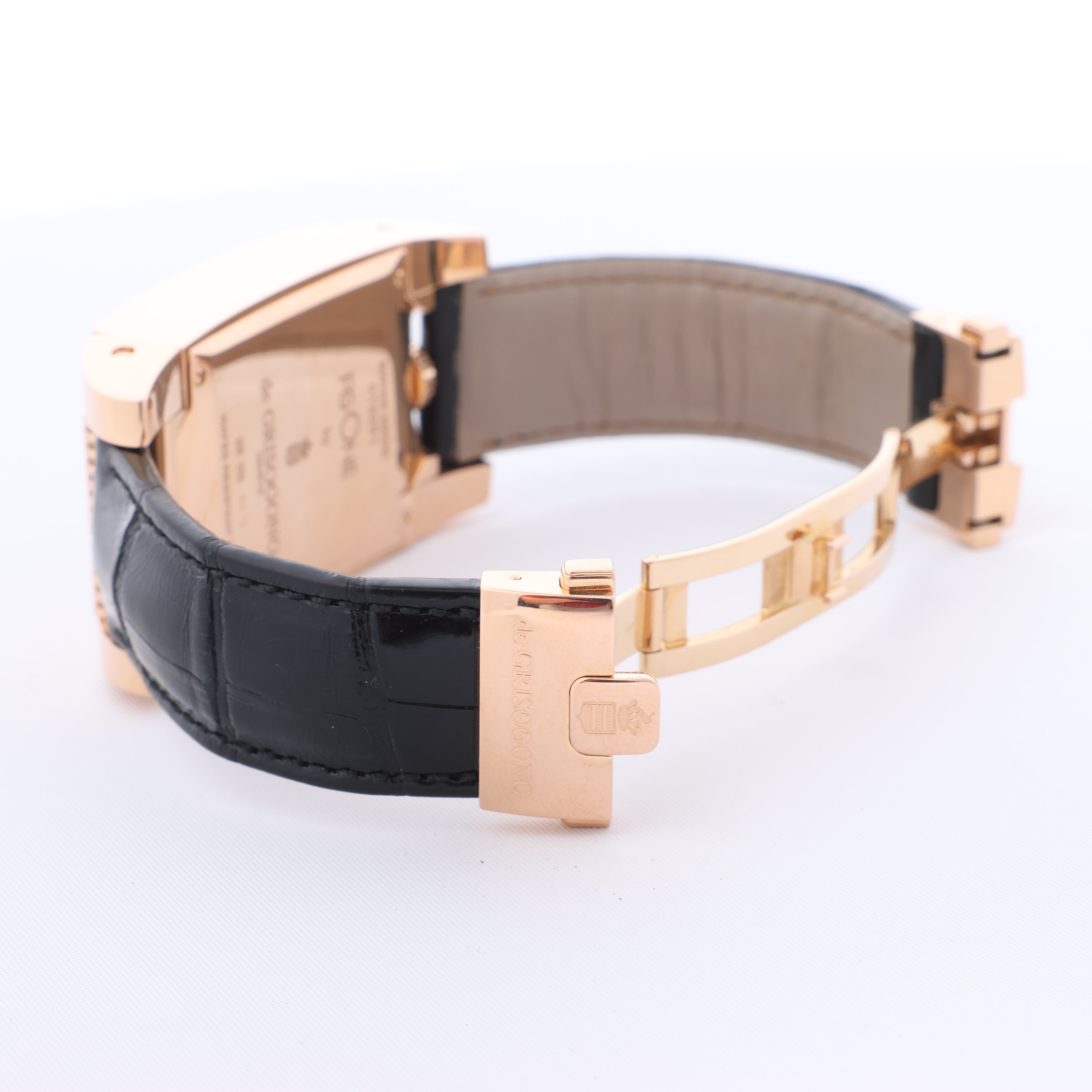 De Grisogono FG ONE N04 019281 18k PG x Leather AT Watch with Black Dial