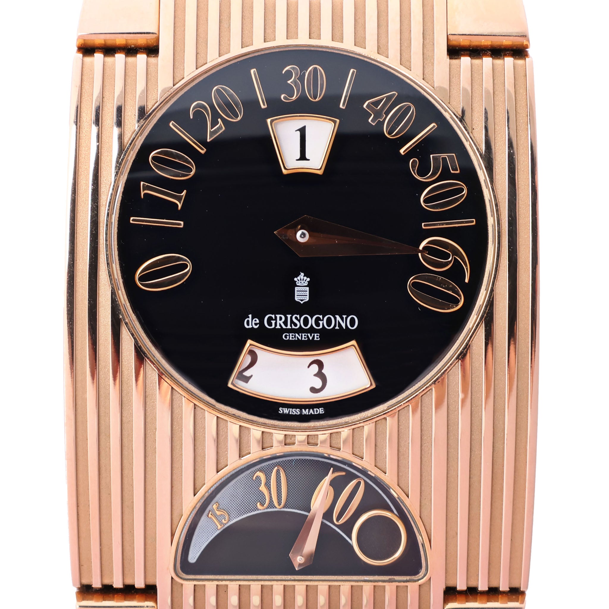 De Grisogono FG ONE N04 019281 18k PG x Leather AT Watch with Black Dial