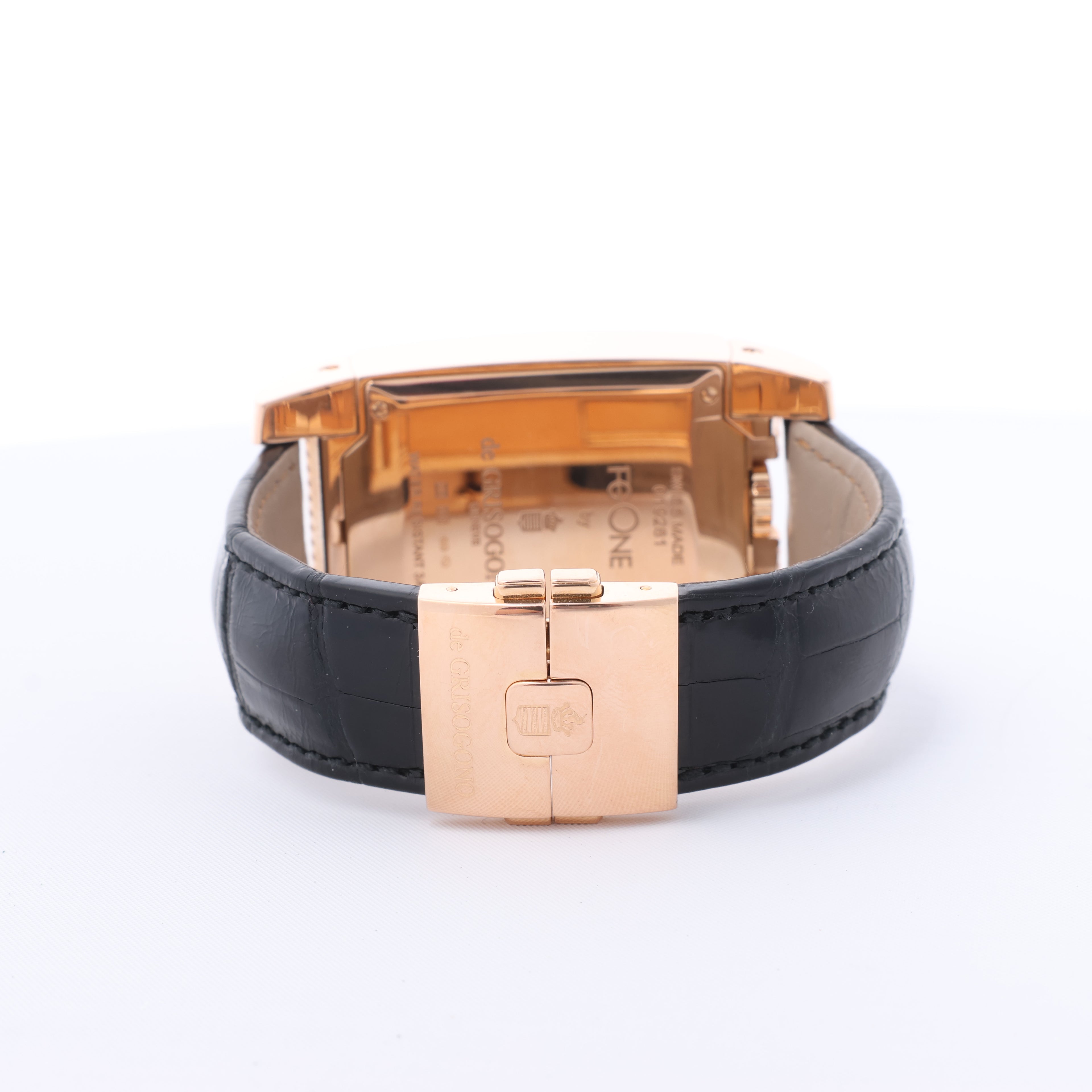 De Grisogono FG ONE N04 019281 18k PG x Leather AT Watch with Black Dial