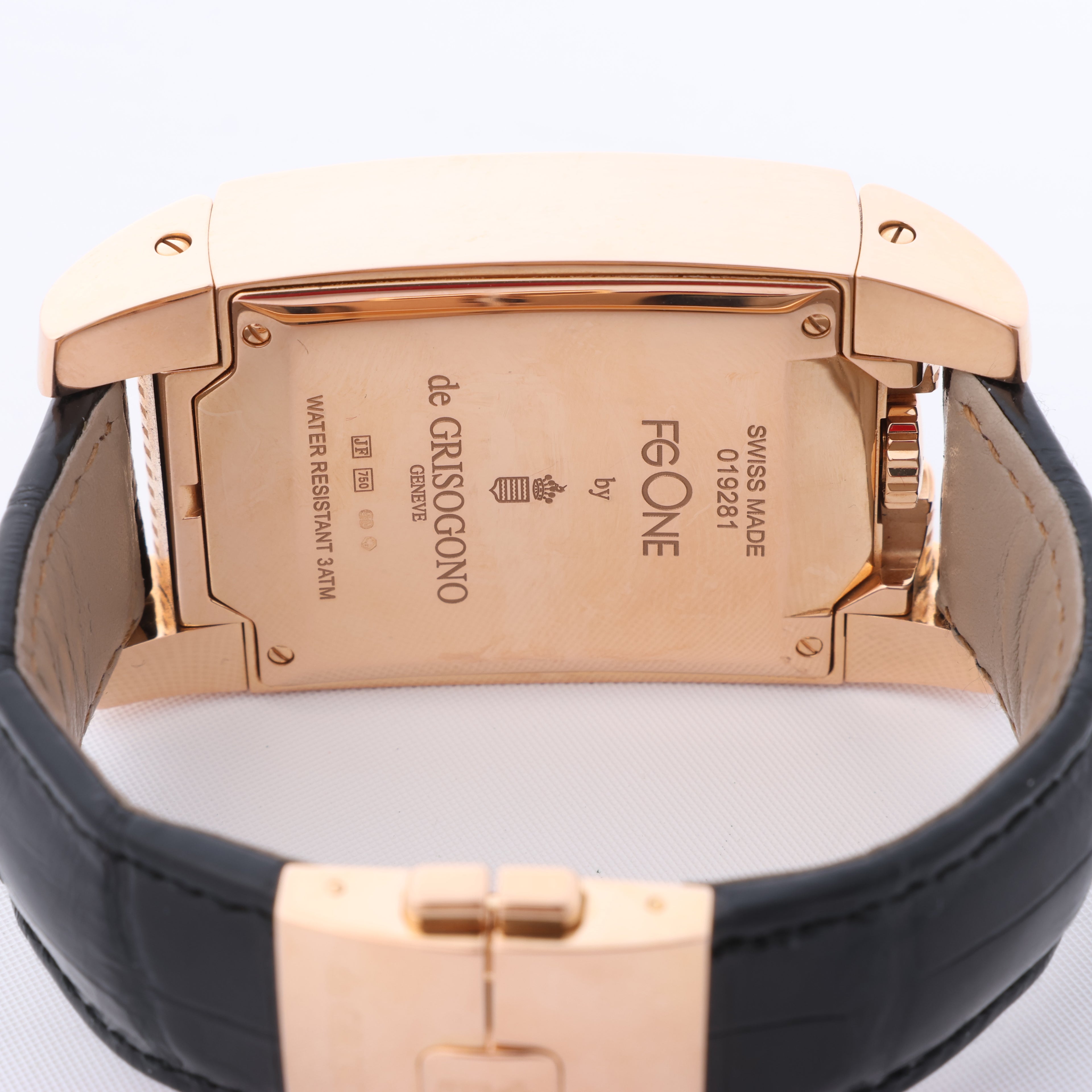 De Grisogono FG ONE N04 019281 18k PG x Leather AT Watch with Black Dial