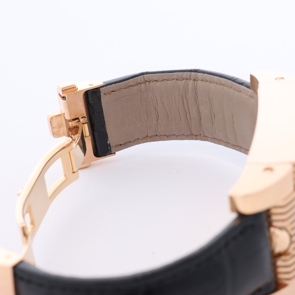 De Grisogono FG ONE N04 019281 18k PG x Leather AT Watch with Black Dial