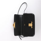 Celine Triomphe Claude Leather Shoulder Bag in Black