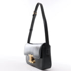 Celine Triomphe Claude Leather Shoulder Bag in Black