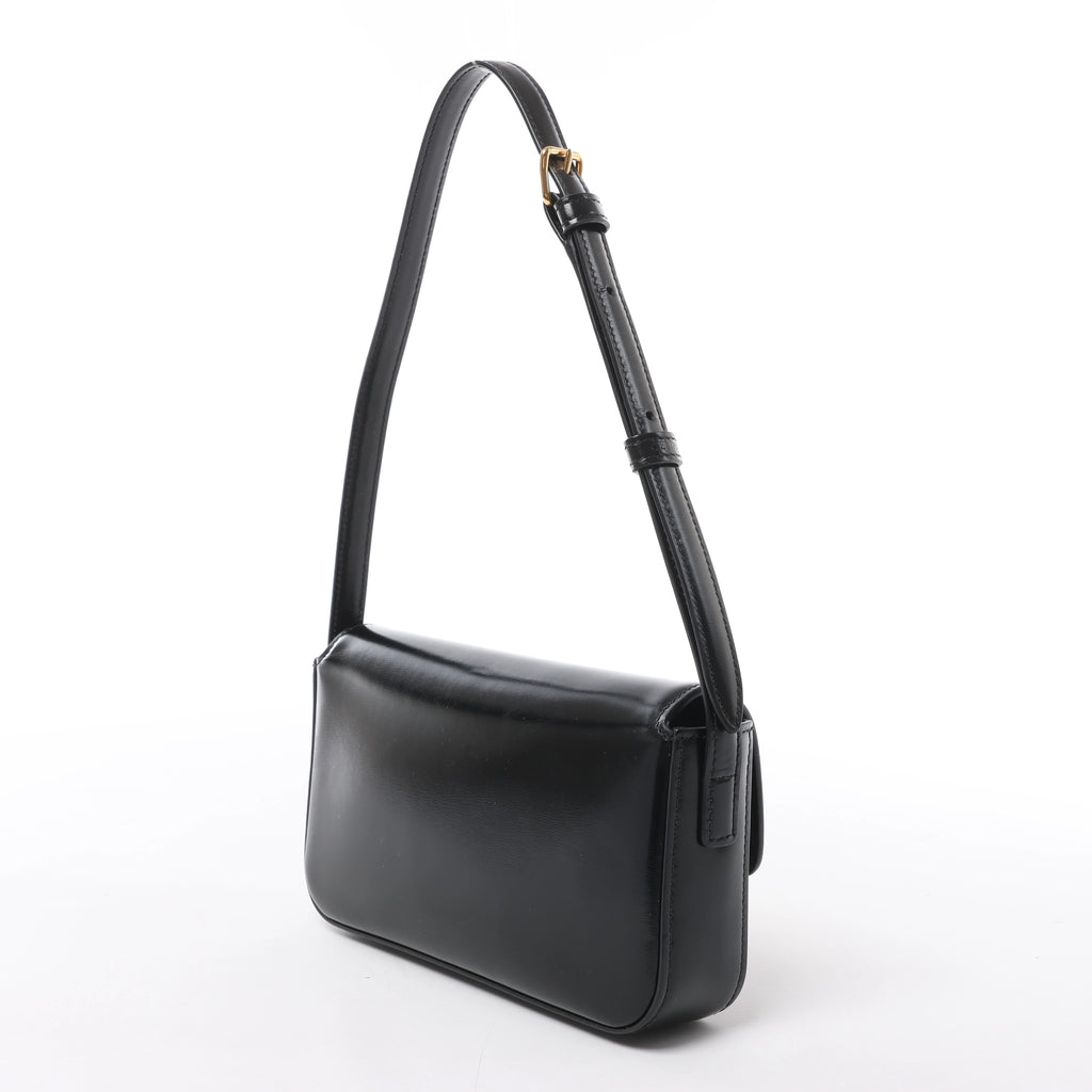 Celine Triomphe Claude Leather Shoulder Bag in Black
