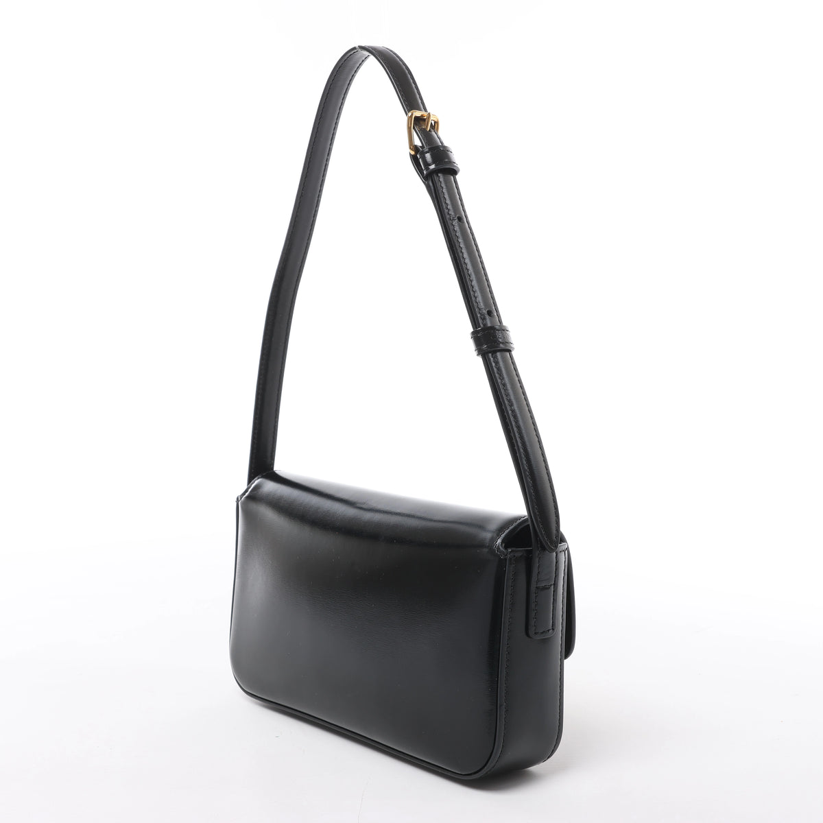 Celine Triomphe Claude Leather Shoulder Bag in Black