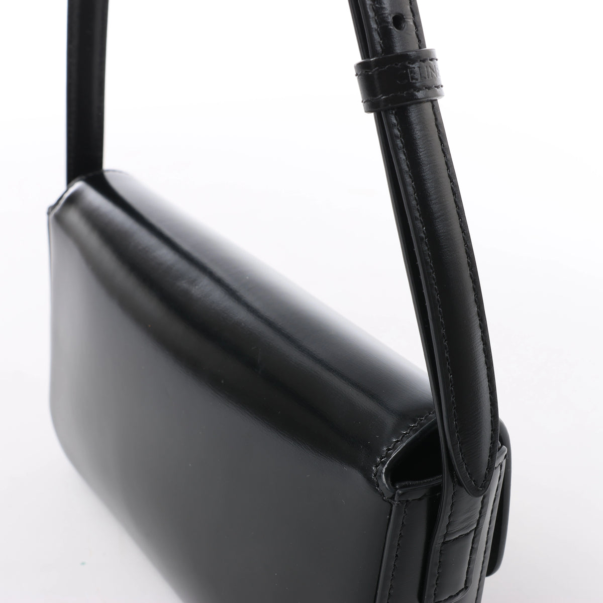 Celine Triomphe Claude Leather Shoulder Bag in Black