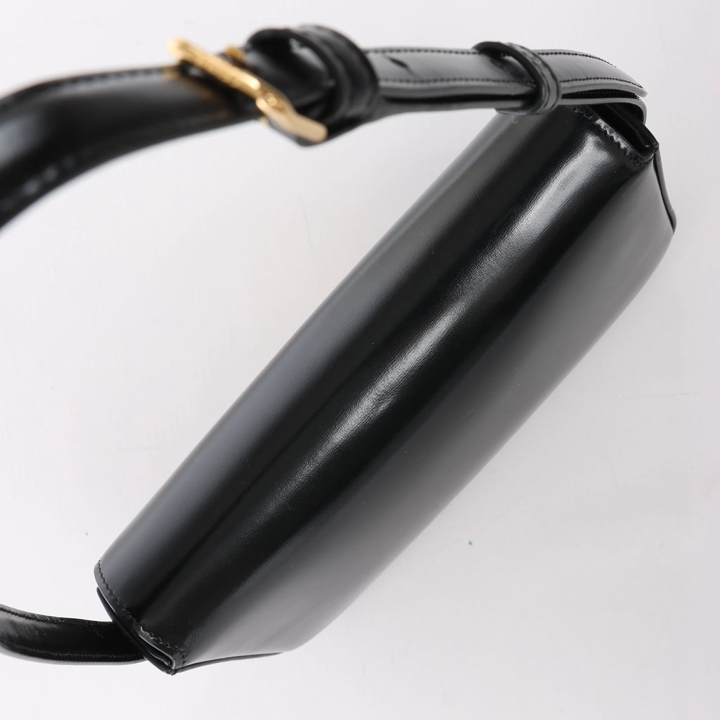 Celine Triomphe Claude Leather Shoulder Bag in Black