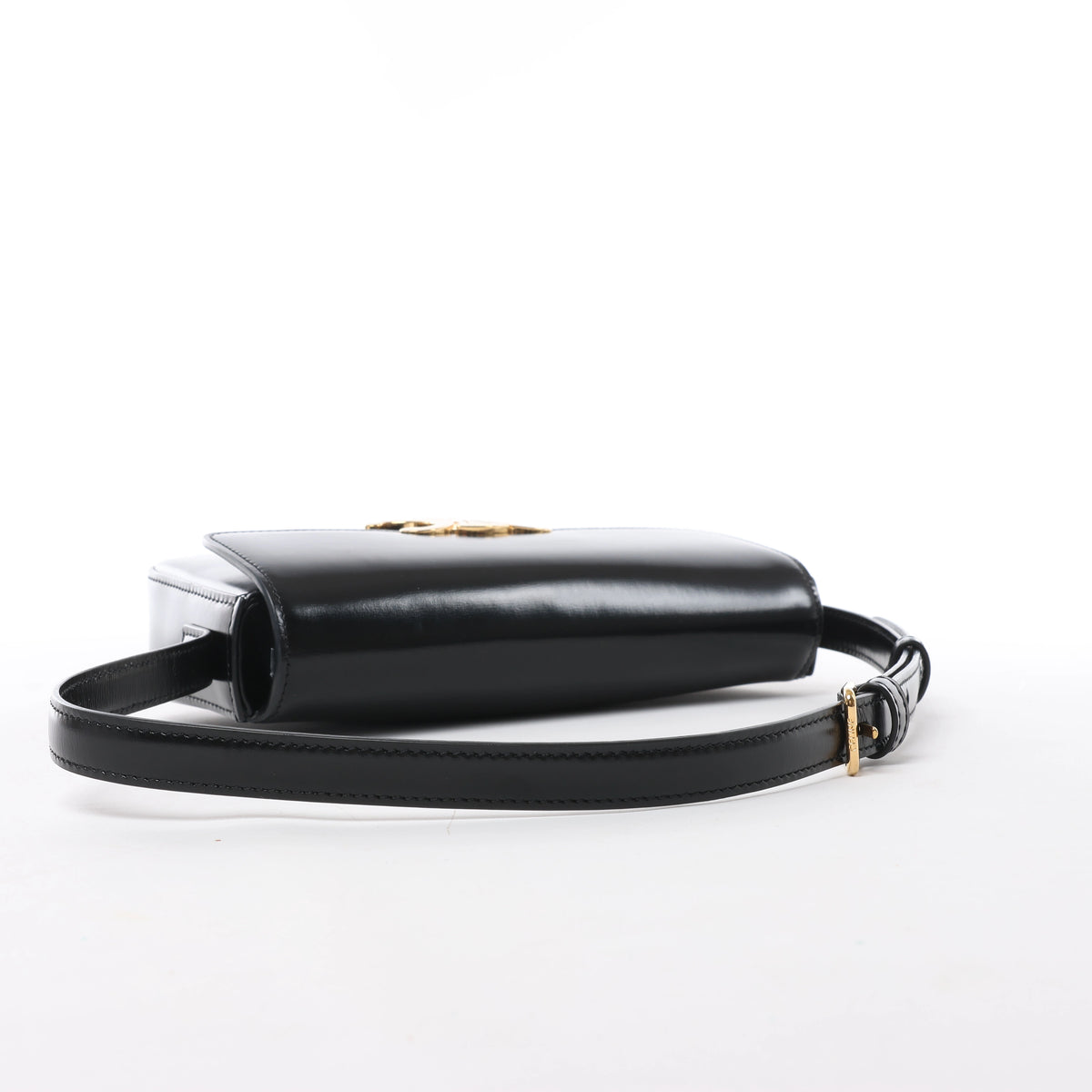 Celine Triomphe Claude Leather Shoulder Bag in Black