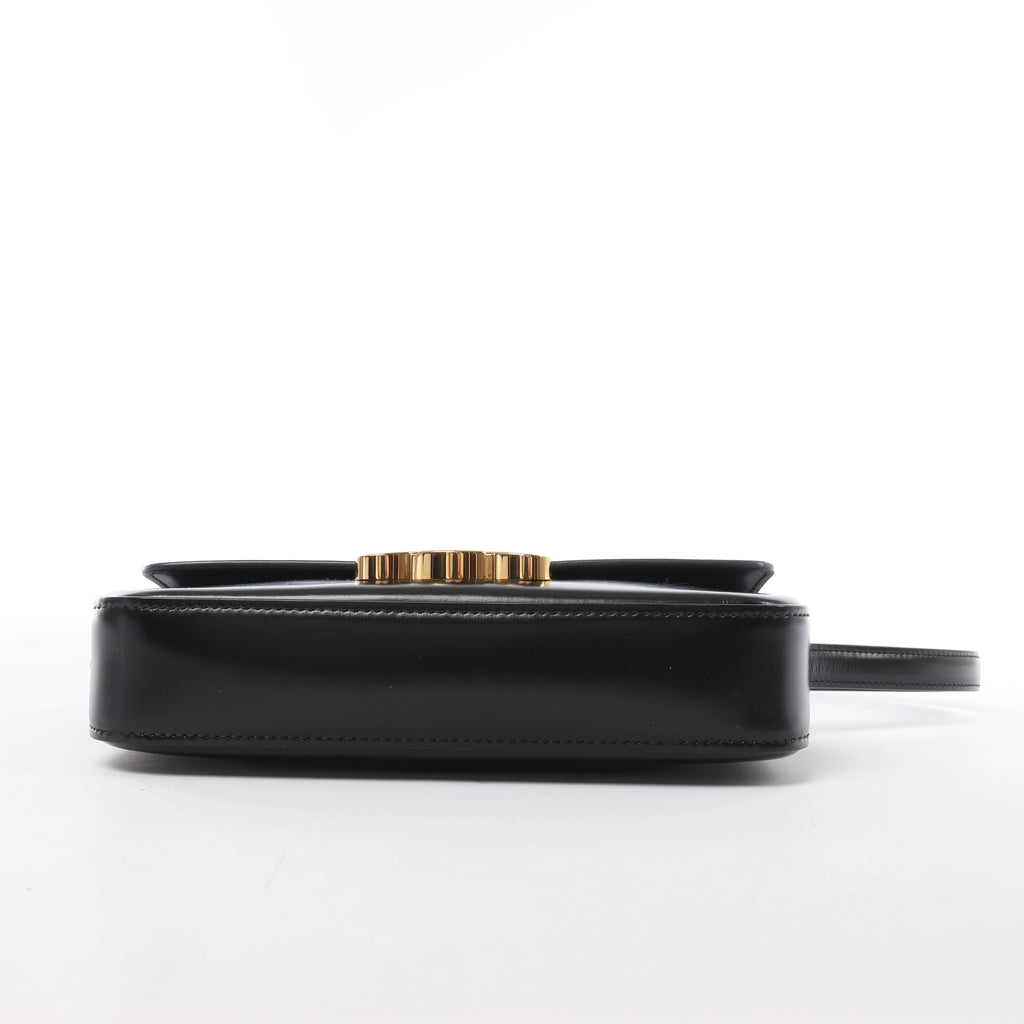 Celine Triomphe Claude Leather Shoulder Bag in Black