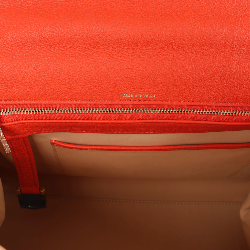 Delvaux Brillant MM Leather 2Way Handbag in Orange