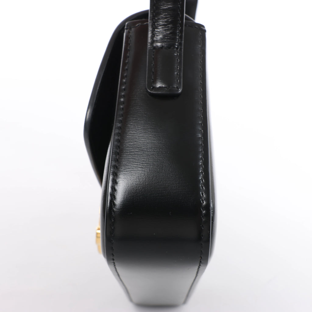 Celine Triomphe Claude Leather Shoulder Bag in Black