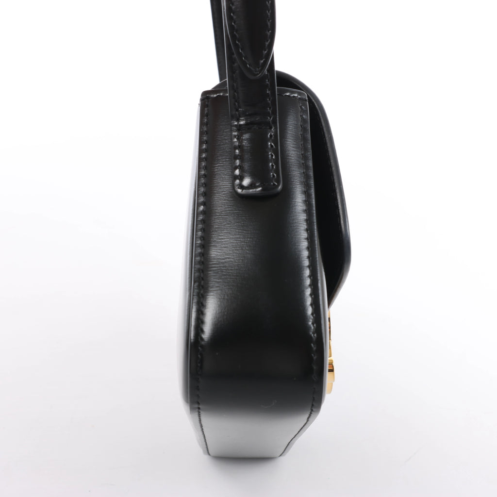 Celine Triomphe Claude Leather Shoulder Bag in Black