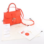 Delvaux Brillant MM Leather 2Way Handbag in Orange