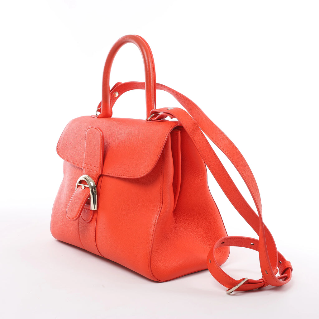 Delvaux Brillant MM Leather 2Way Handbag in Orange