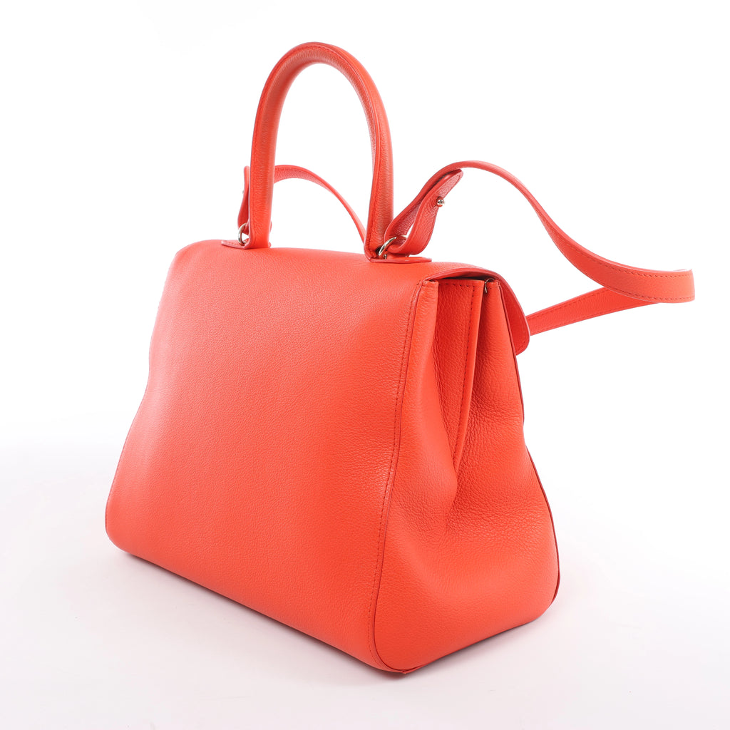Delvaux Brillant MM Leather 2Way Handbag in Orange