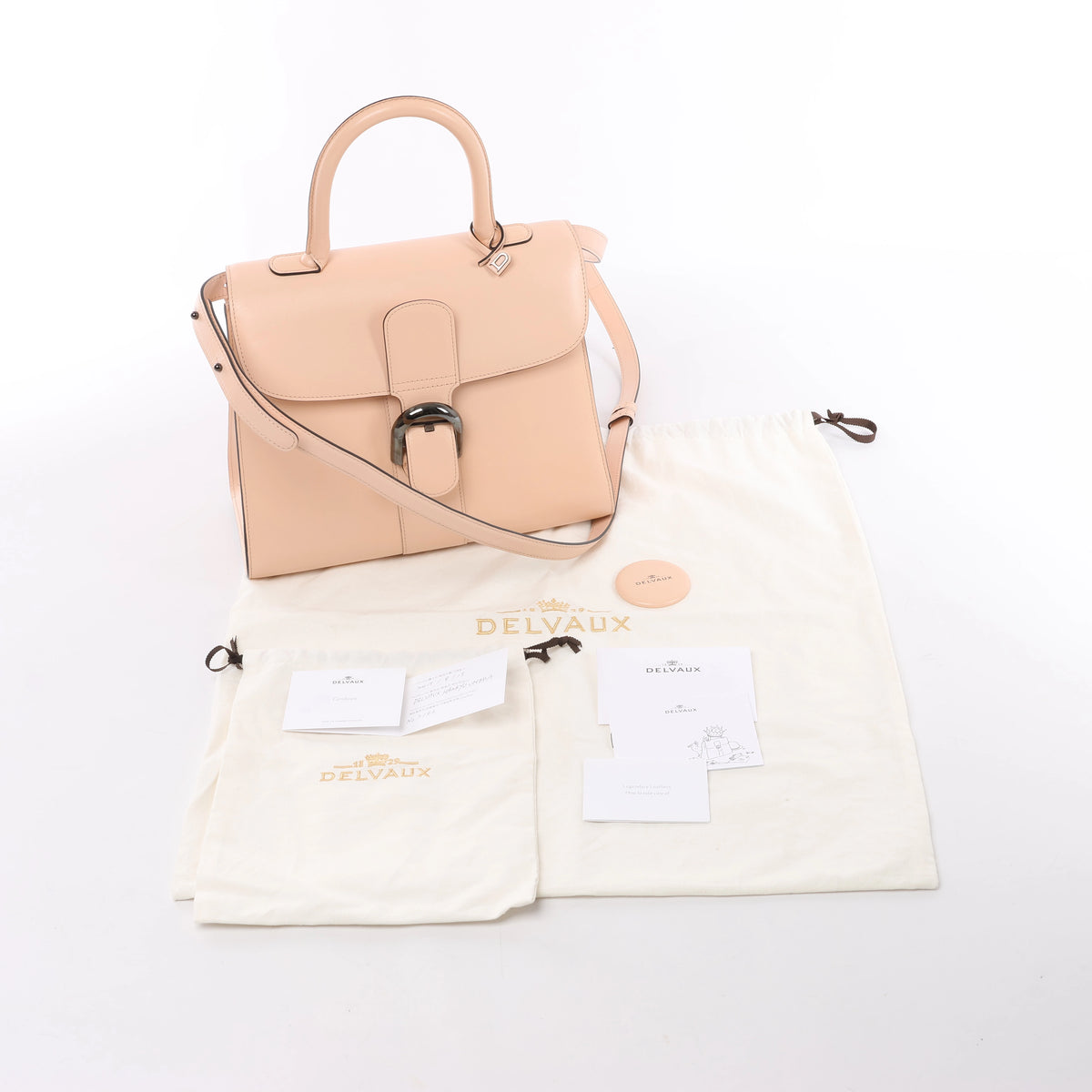 Delvaux Brillant MM Leather 2Way Handbag Pink