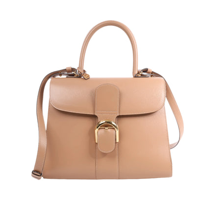 Delvaux Brillant MM Leather 2Way Handbag in Beige