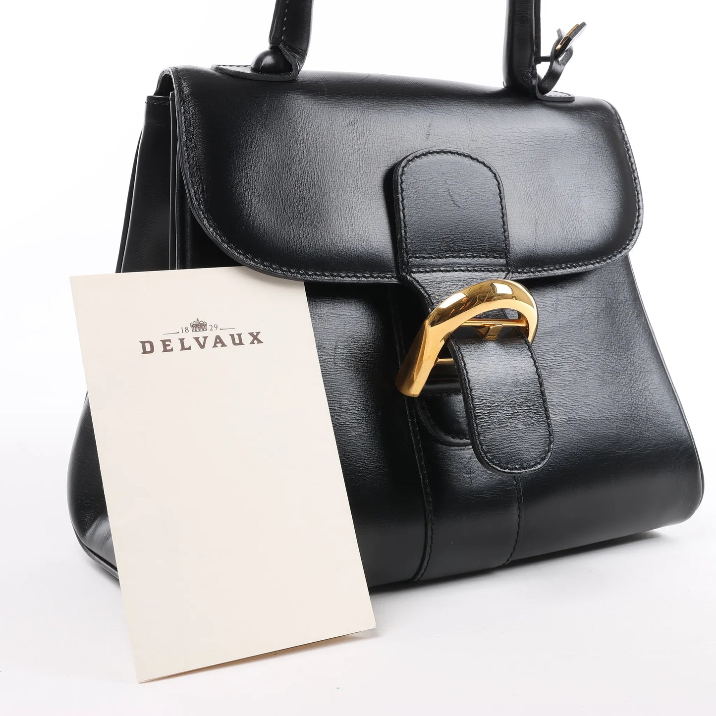 Delvaux Brillant PM Leather Handbag in Black