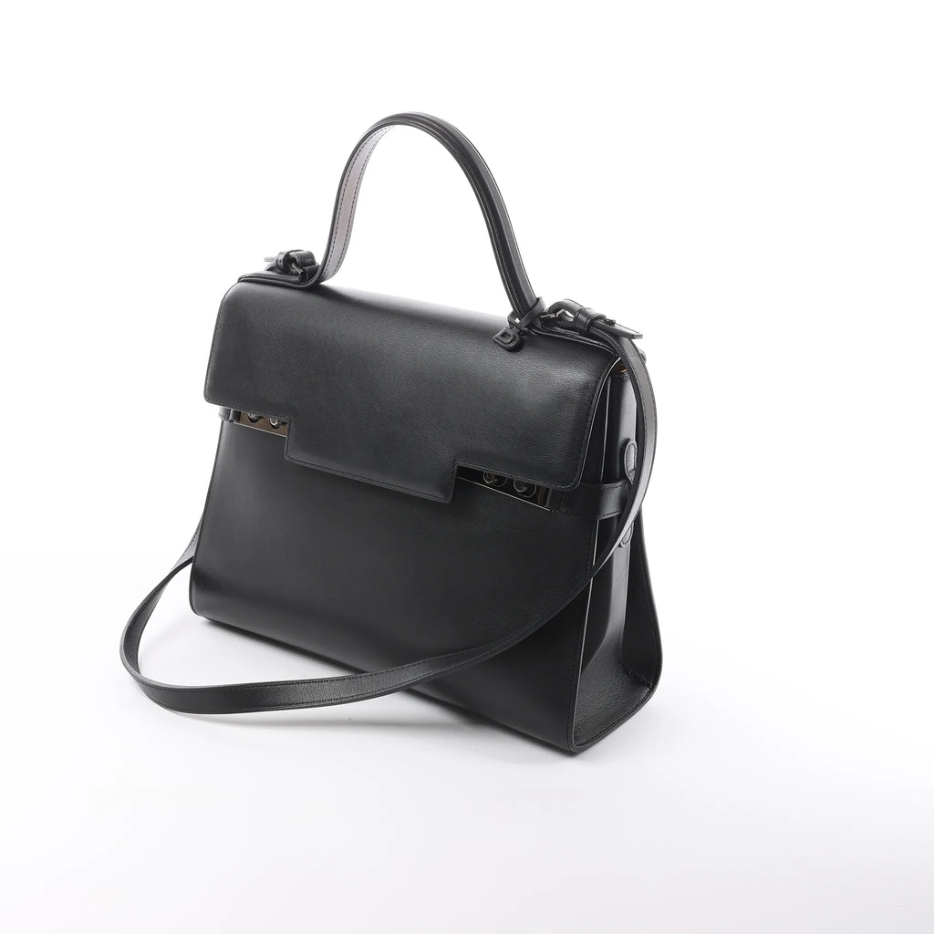 Delvaux Tempête GM Leather 2Way Handbag in Black