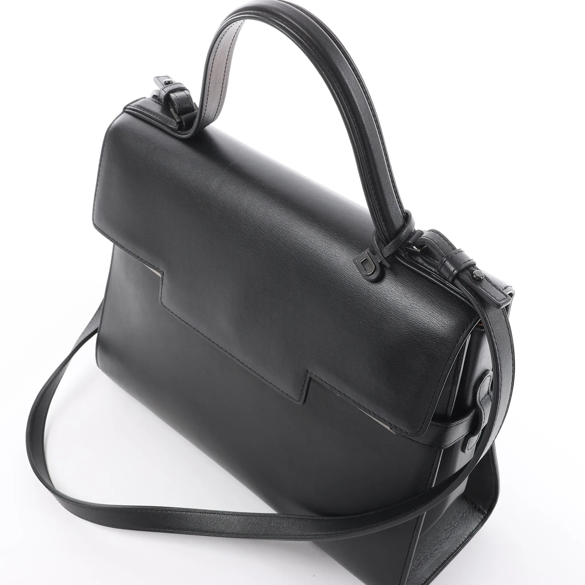 Delvaux Tempête GM Leather 2Way Handbag in Black