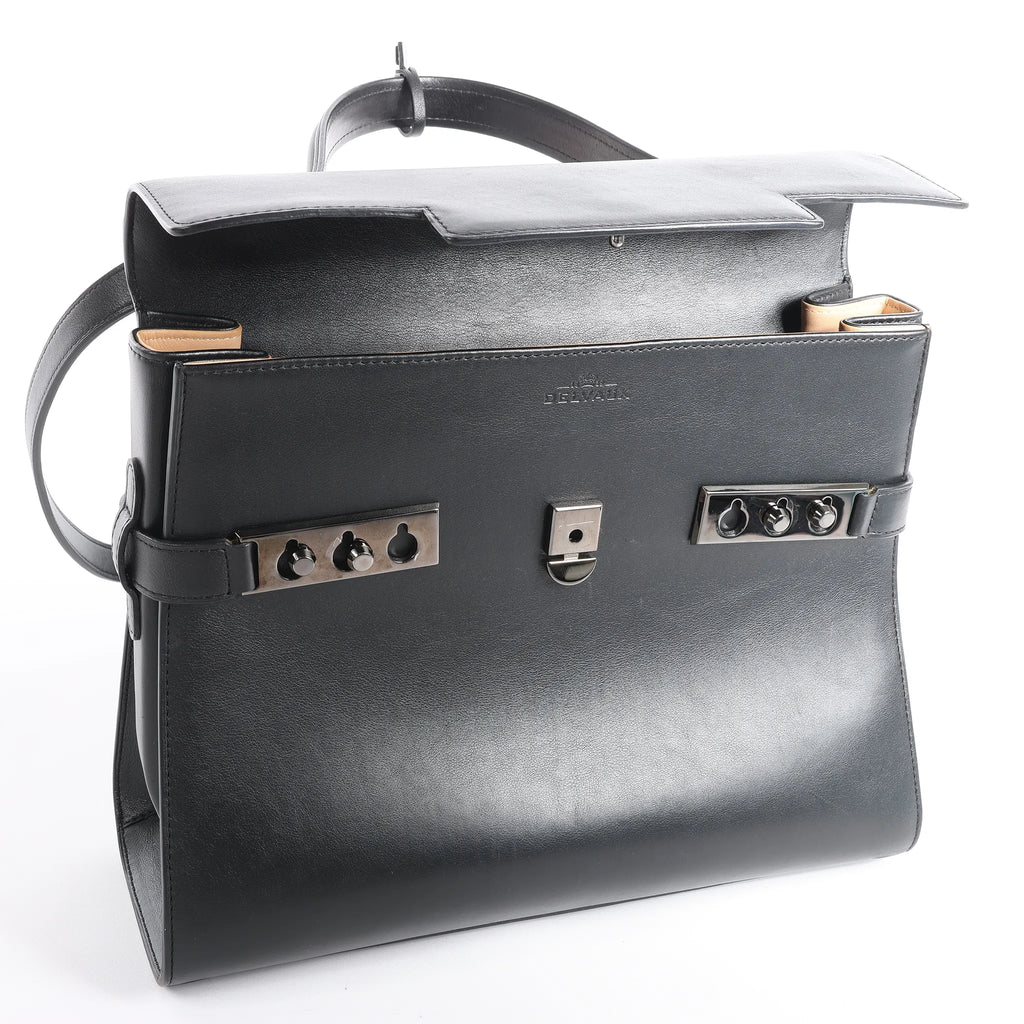 Delvaux Tempête GM Leather 2Way Handbag in Black