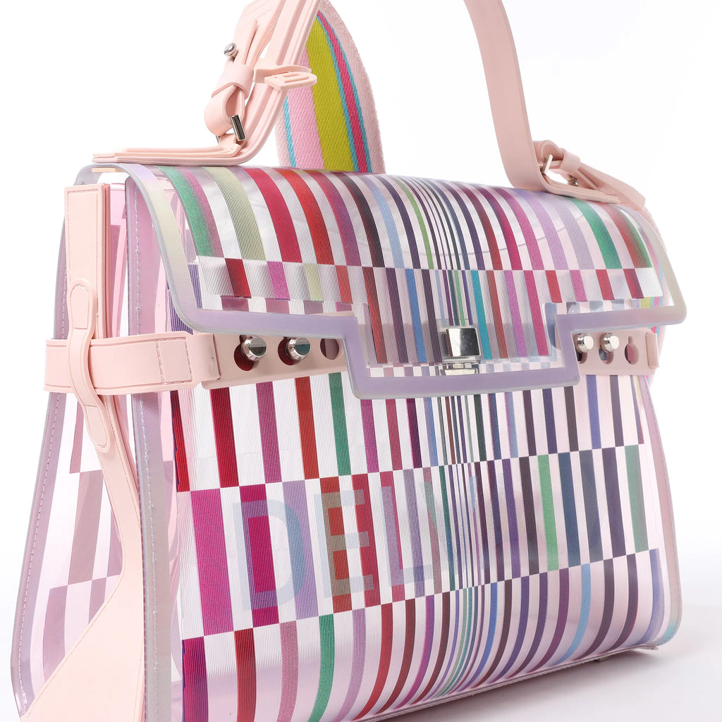 Delvaux Tempête GM Vinyl & Rubber 2Way Handbag in Pink