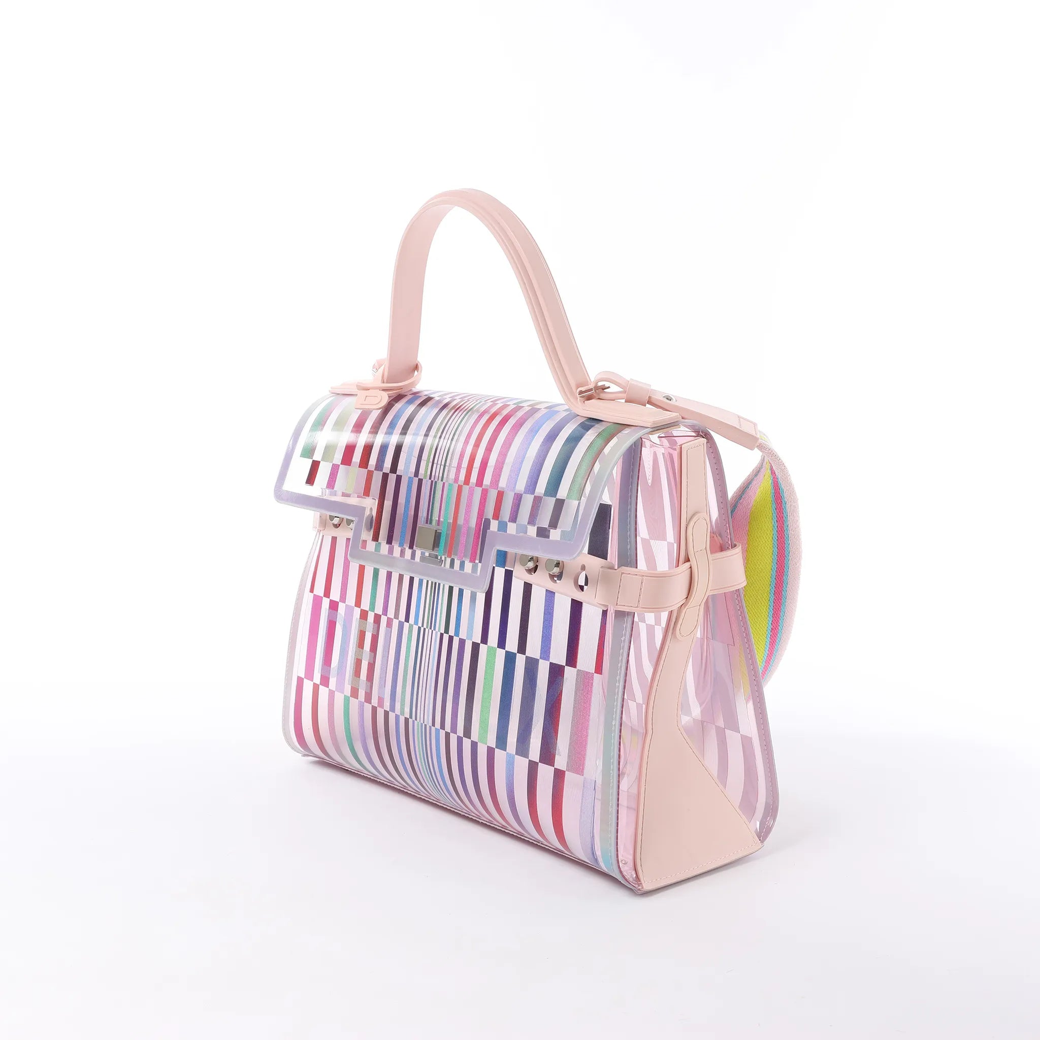 Delvaux Tempête GM Vinyl & Rubber 2Way Handbag in Pink