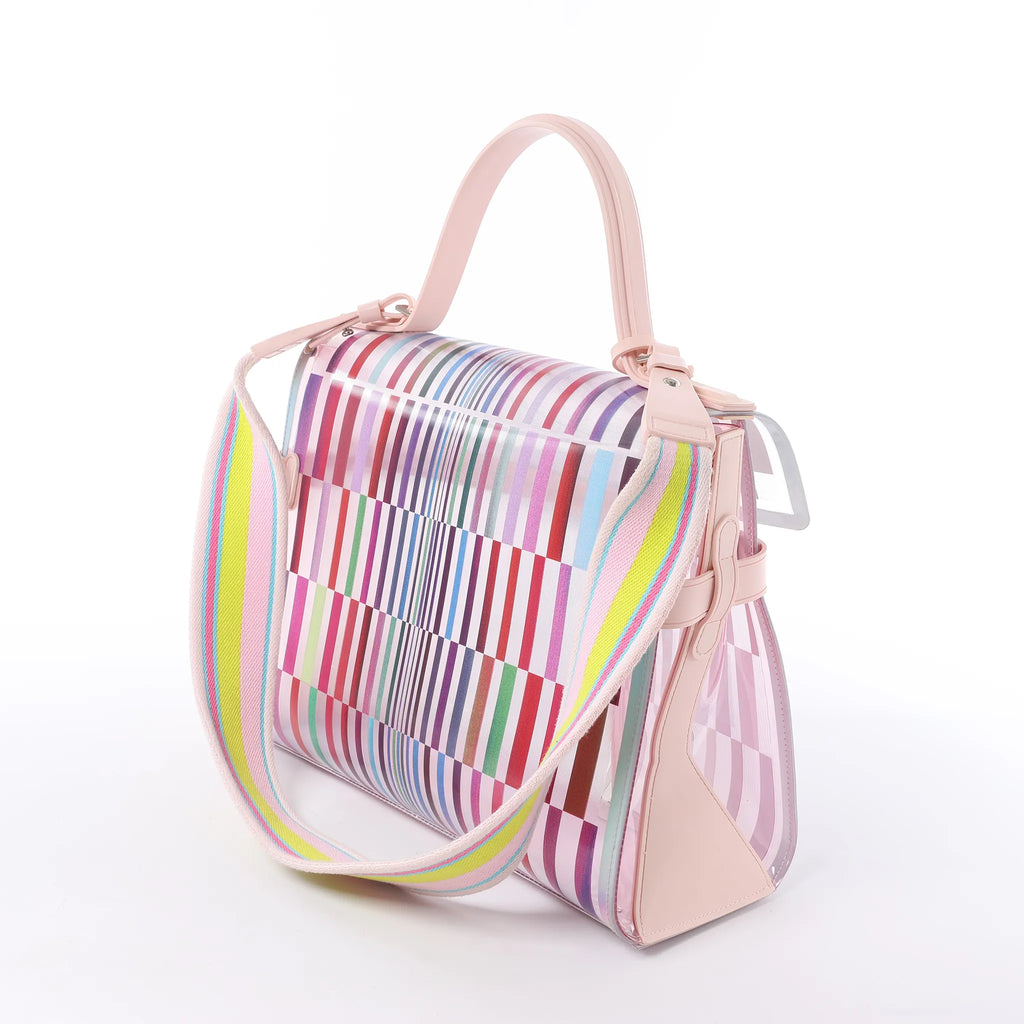 Delvaux Tempête GM Vinyl & Rubber 2Way Handbag in Pink