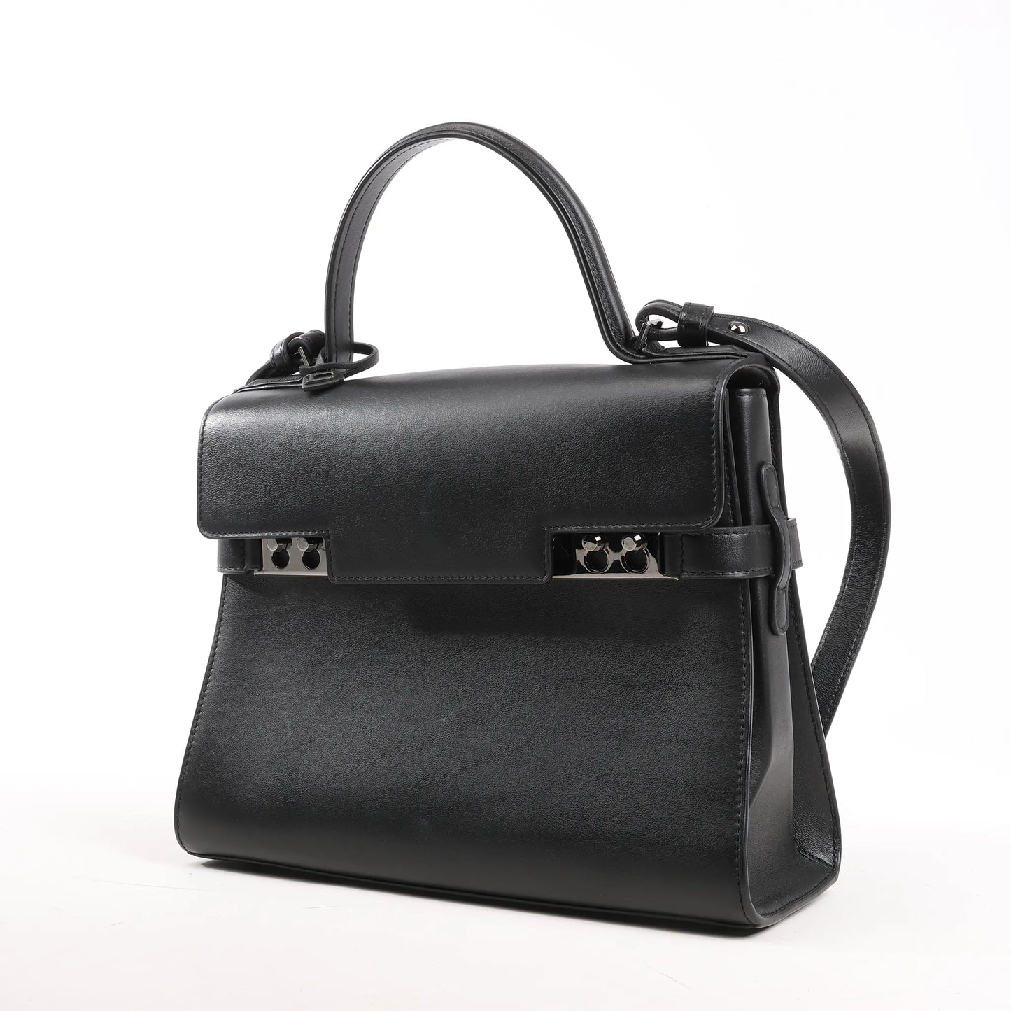 Delvaux Tempete MM Leather 2Way Handbag in Black