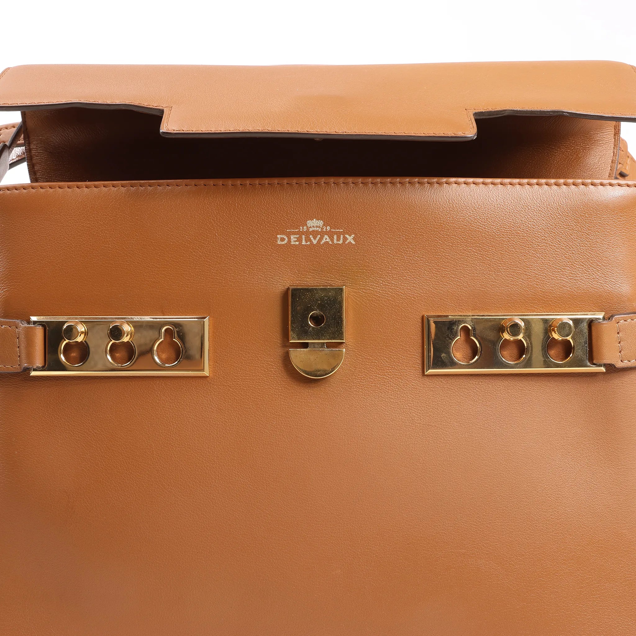 Delvaux Tempete MM Leather 2Way Handbag in Brown