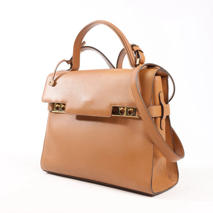 Delvaux Tempete MM Leather 2Way Handbag in Brown