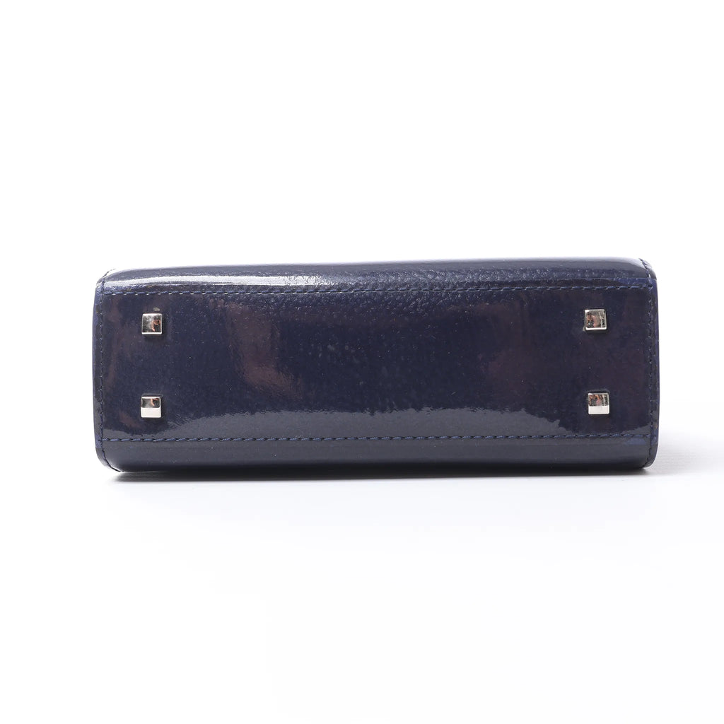 Delvaux Tempête Mini Patent Leather 2Way Crossbody Bags in Navy Blue