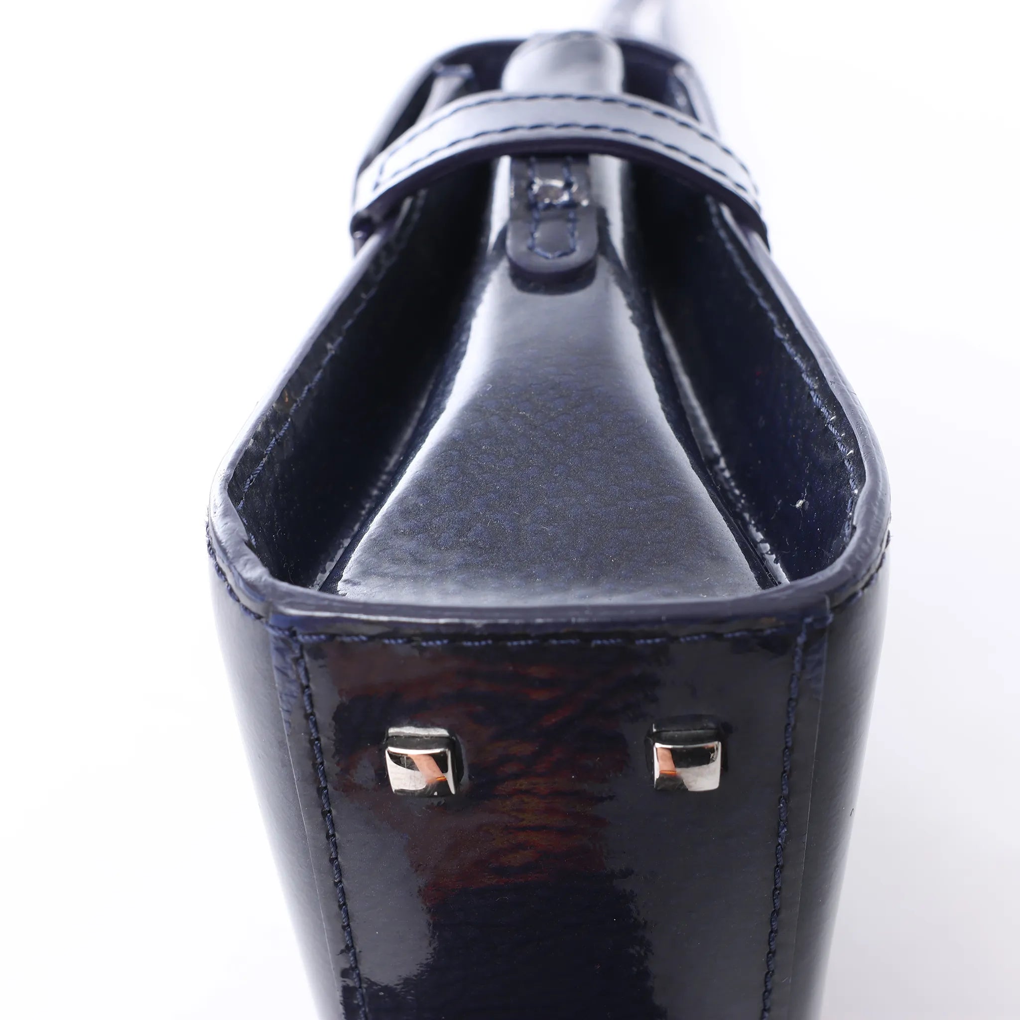 Delvaux Tempête Mini Patent Leather 2Way Crossbody Bags in Navy Blue