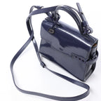 Delvaux Tempête Mini Patent Leather 2Way Crossbody Bags in Navy Blue