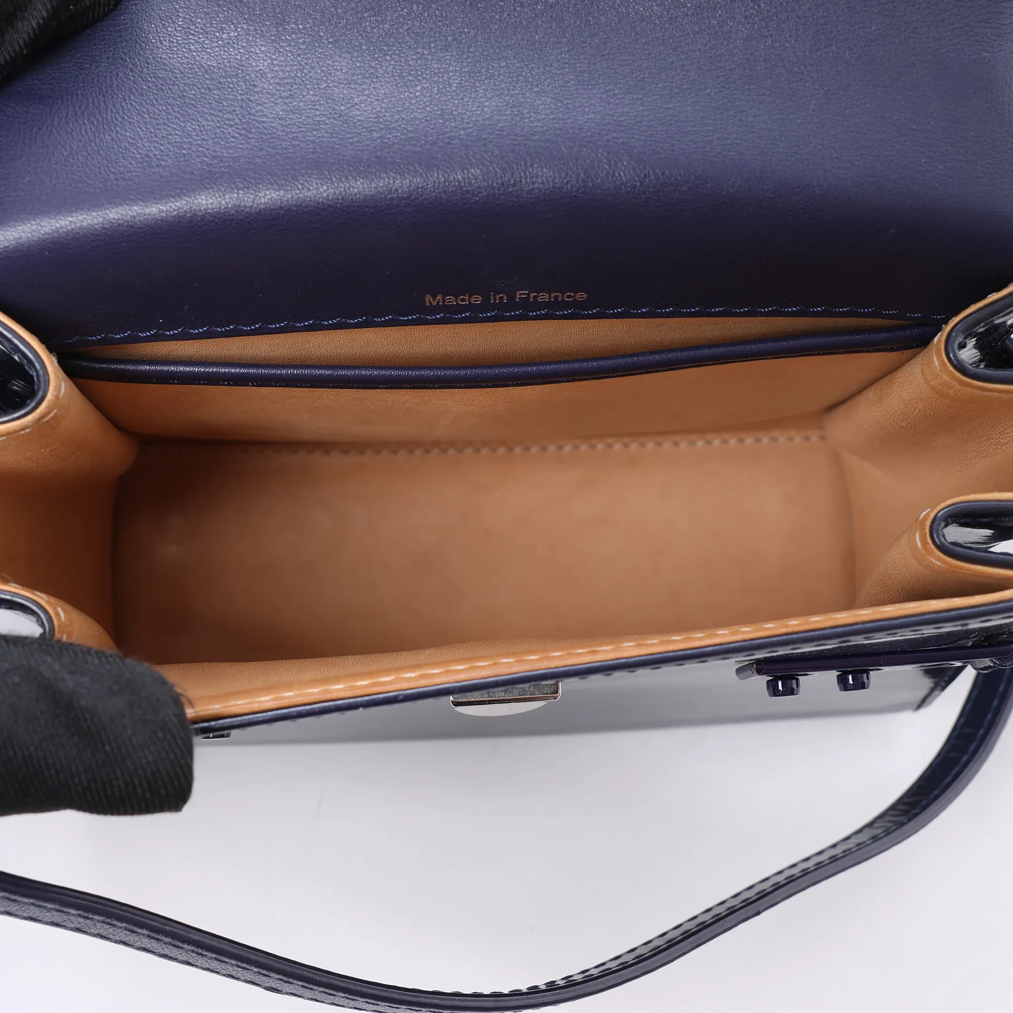 Delvaux Tempête Mini Patent Leather 2Way Crossbody Bags in Navy Blue