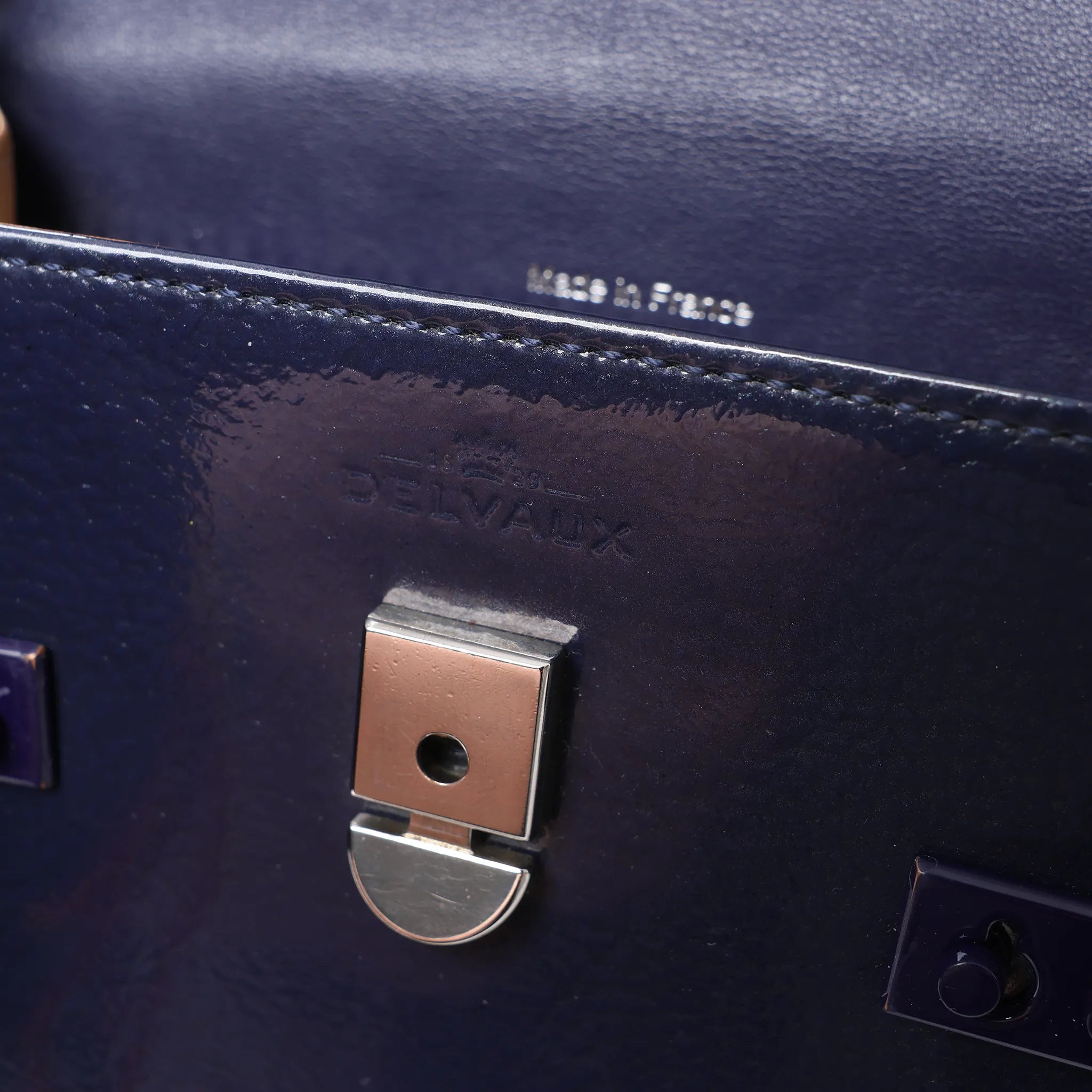 Delvaux Tempête Mini Patent Leather 2Way Crossbody Bags in Navy Blue
