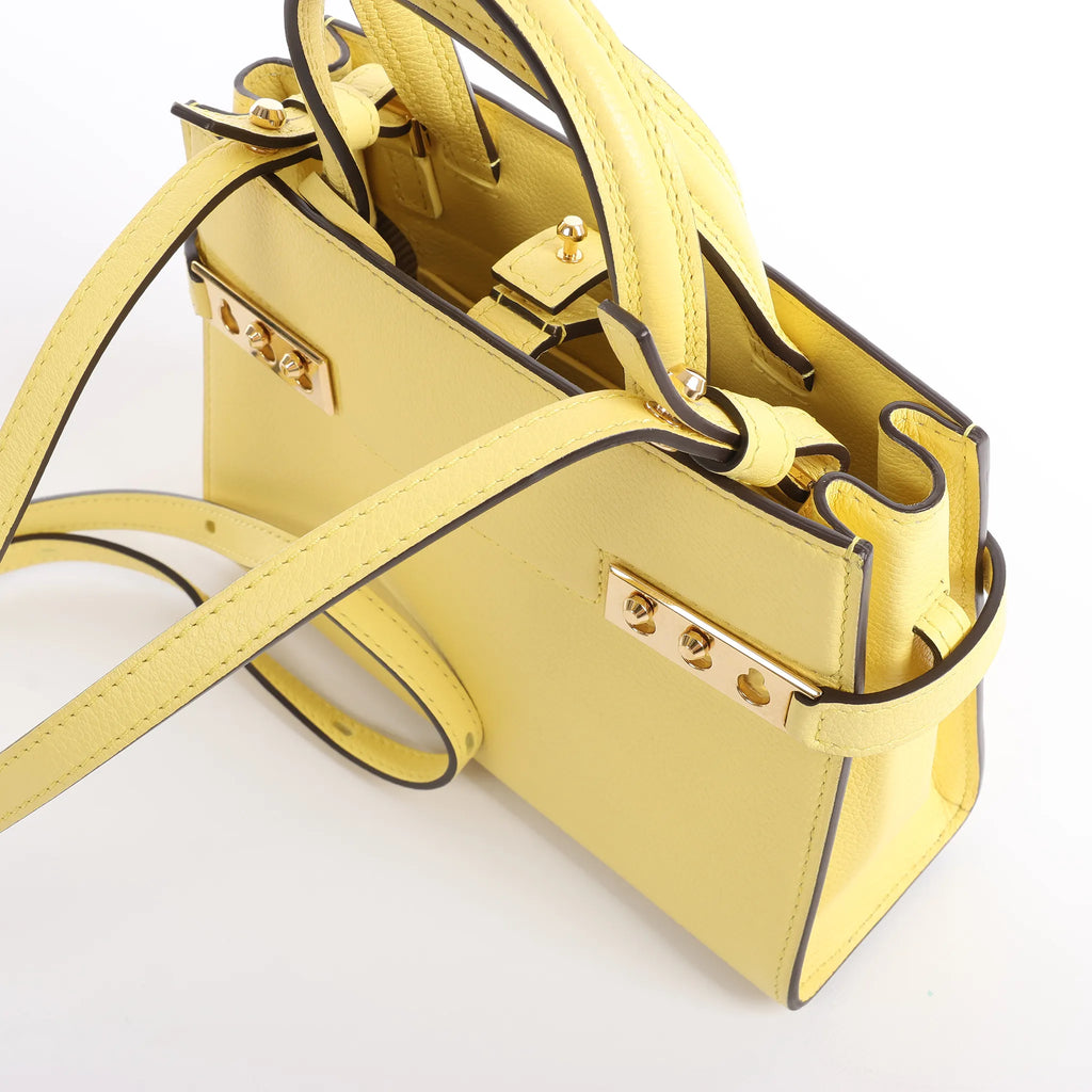 Delvaux Tempête PM Leather 2Way Crossbody Bag in Yellow