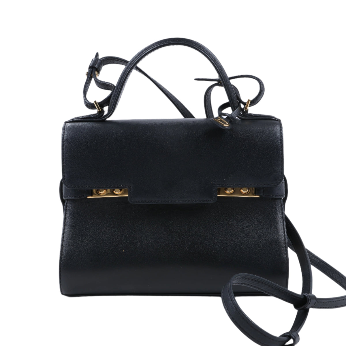 Delvaux Tempête PM Leather 2Way Crossbody Bags in Black