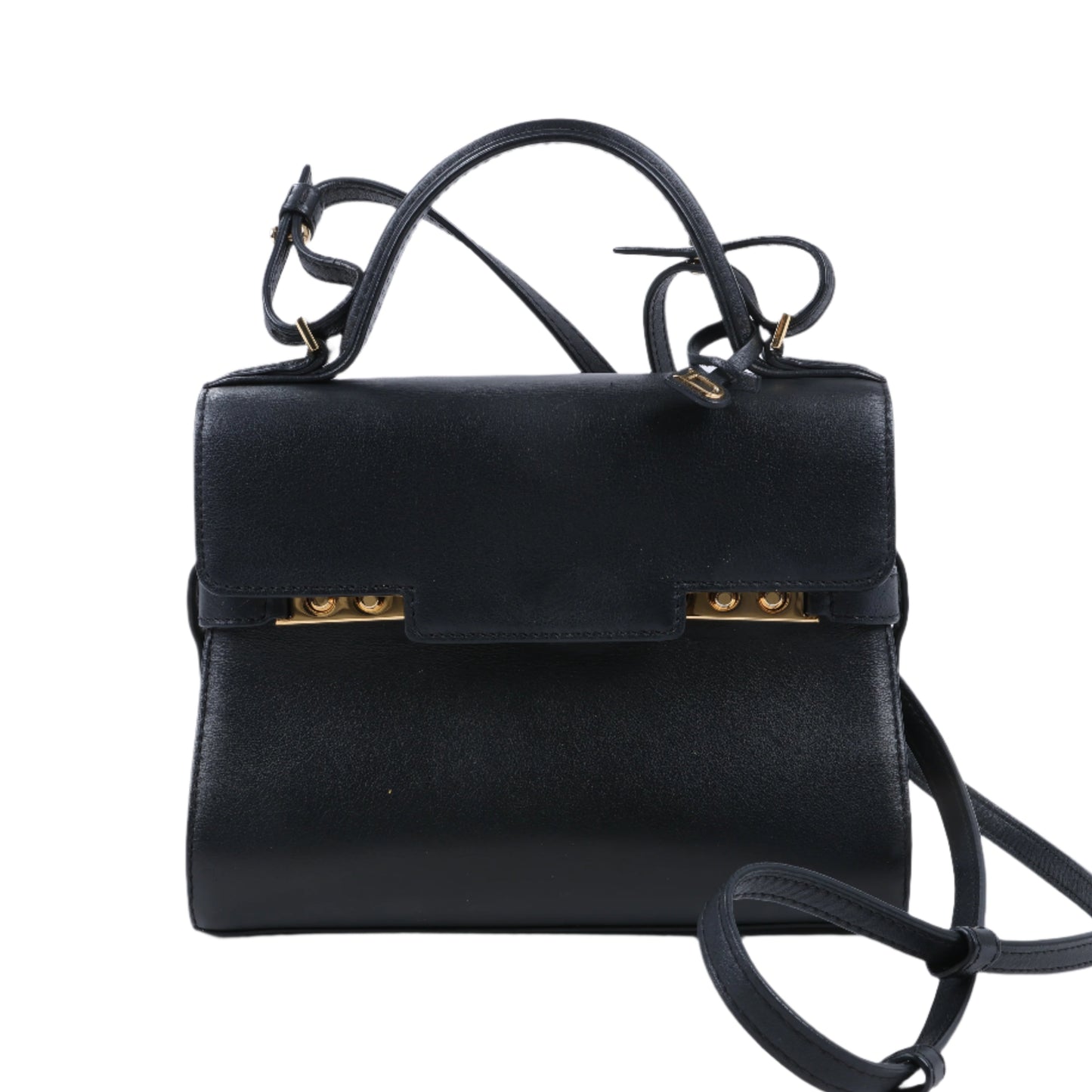 Delvaux Tempête PM Leather 2Way Handbag in Black