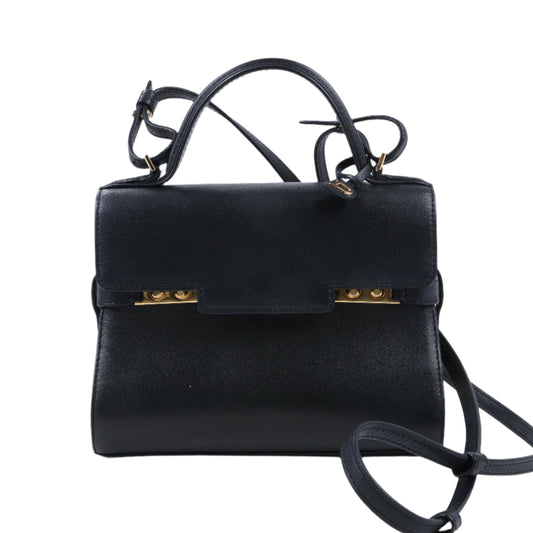 Delvaux Tempête PM Leather 2Way Handbag in Black