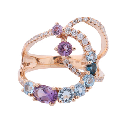 Non Signe / Unsigned Diamond Ring in Multicolor K18PG 5.3g 129 S008 D026