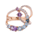 Non Signe / Unsigned Diamond Ring in Multicolor K18PG 5.3g 129 S008 D026