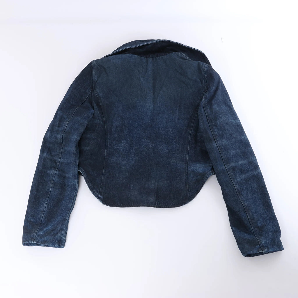 Diesel DE-ALI-S GIACCA Cropped Denim Jacket in Navy Blue, Size XL