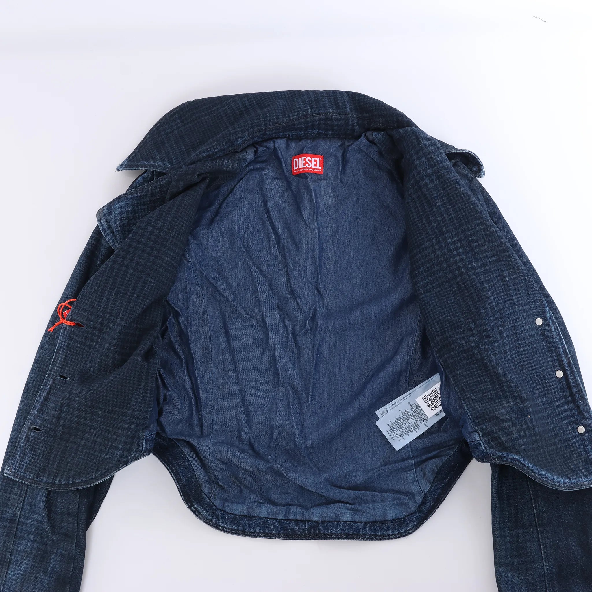 Diesel DE-ALI-S GIACCA Cropped Denim Jacket in Navy Blue, Size XL