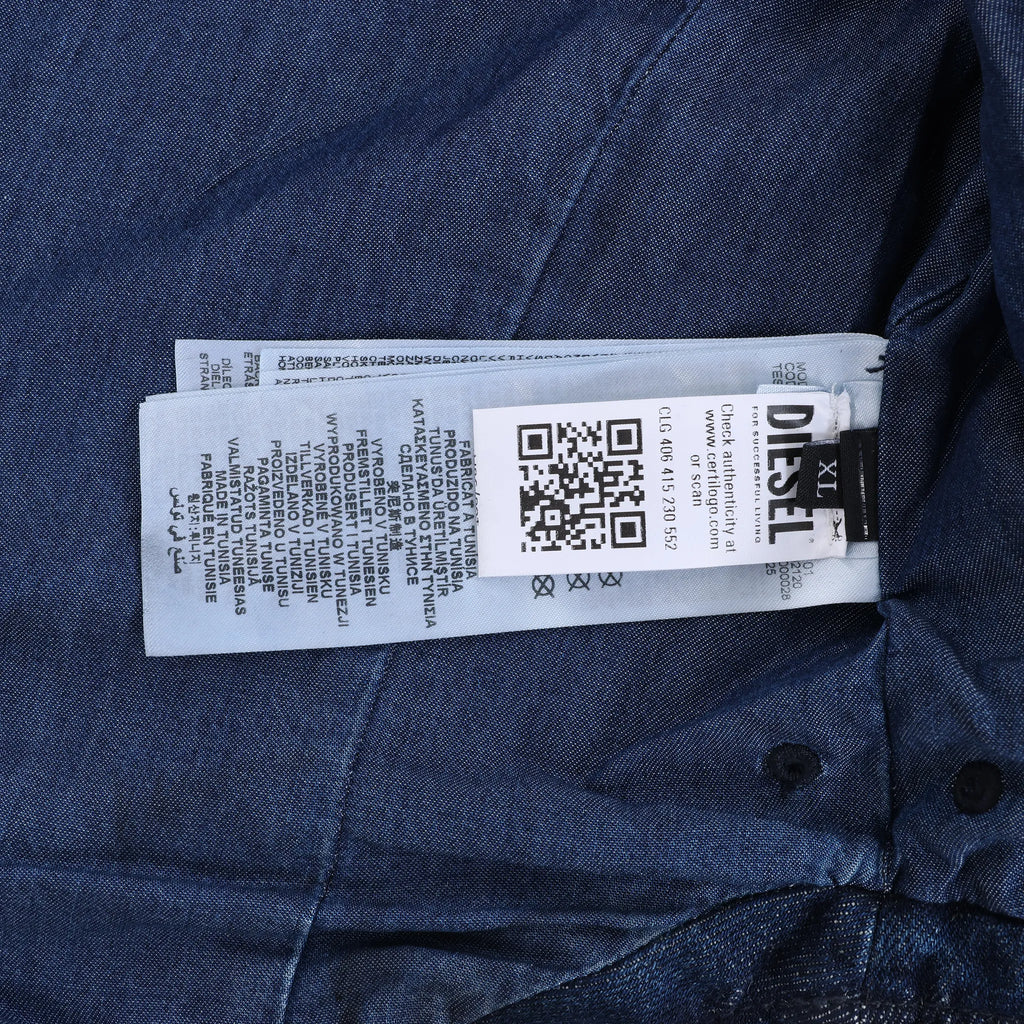 Diesel DE-ALI-S GIACCA Cropped Denim Jacket in Navy Blue, Size XL