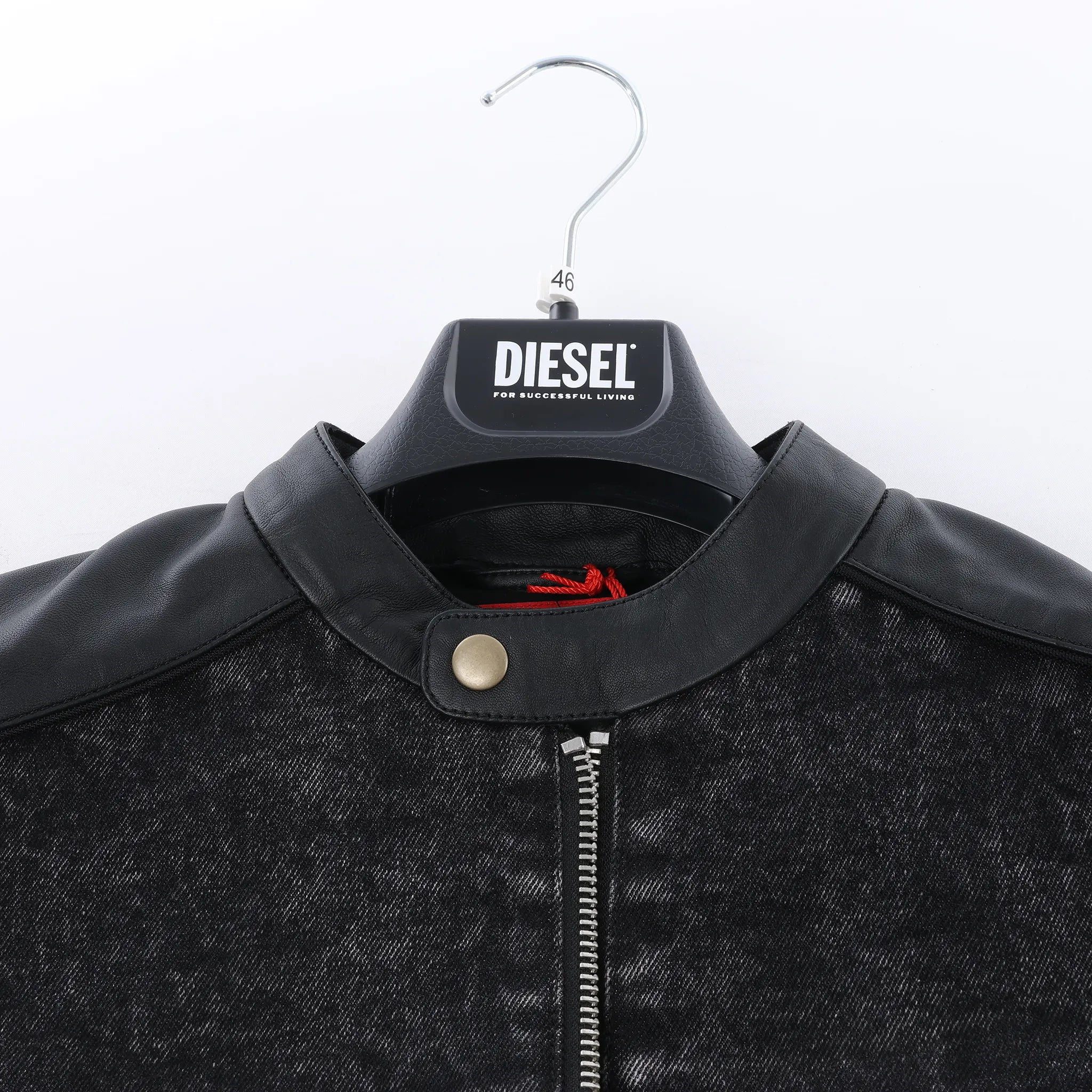 Diesel L-LEOPOL Leather Jacket in Black, Size 46 IT